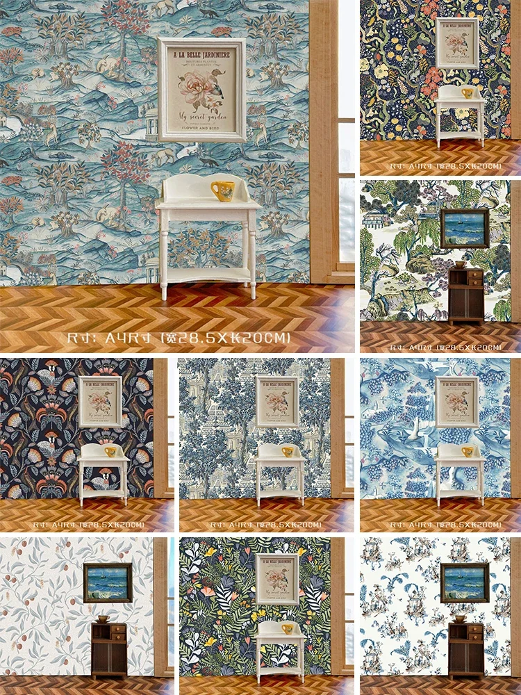 Dollhouse Wallpaper Sticker Ob11 Floor Wall  Wallpaper Doll Background Board Stickers Photo Prop Doll House Accessories
