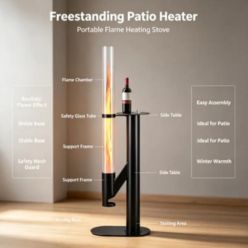 Vertical Wood Burning Rocket Stove With Tabletop Outdoor Patio Viewing Heater Winter Multi Fuel Pellet Fire Burner For Camping