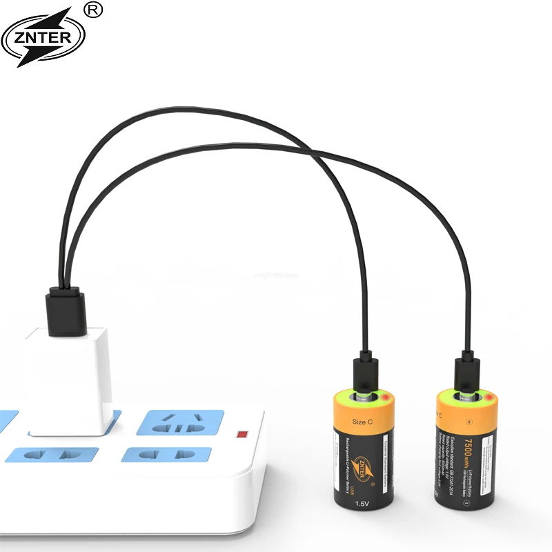 ZNTER 1.5V 7500mWh batteria tipo C batterie ricaricabili C batteria Lipo LR14 per fotocamera RC accessori per droni cavo di ricarica