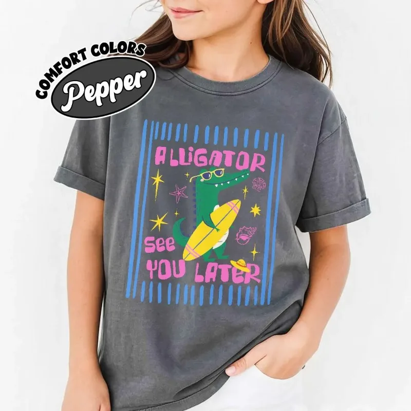 Autumn New Base Shirt Unisex T-shirt,Alligator See You Later Shirt, Preppy Summer Tee, Girls Trip Striped Tshirt, Funny Mom Gift