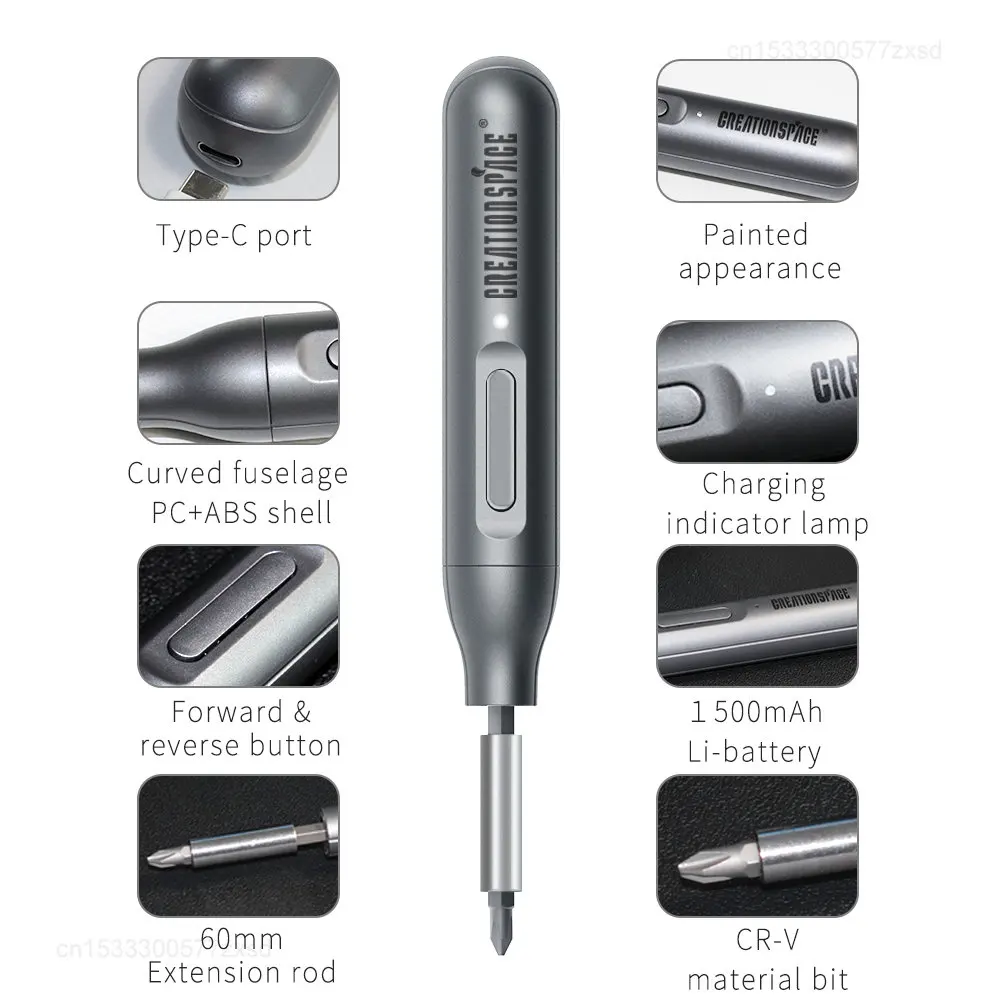 Imagem -04 - Xiaomi Creationspace 1.8n.m Precisão Elétrica Chave de Fenda Conjuntos de Recarga Ferramentas Elétricas Mini Chaves de Fenda sem Fio Tipo-c Carregamento