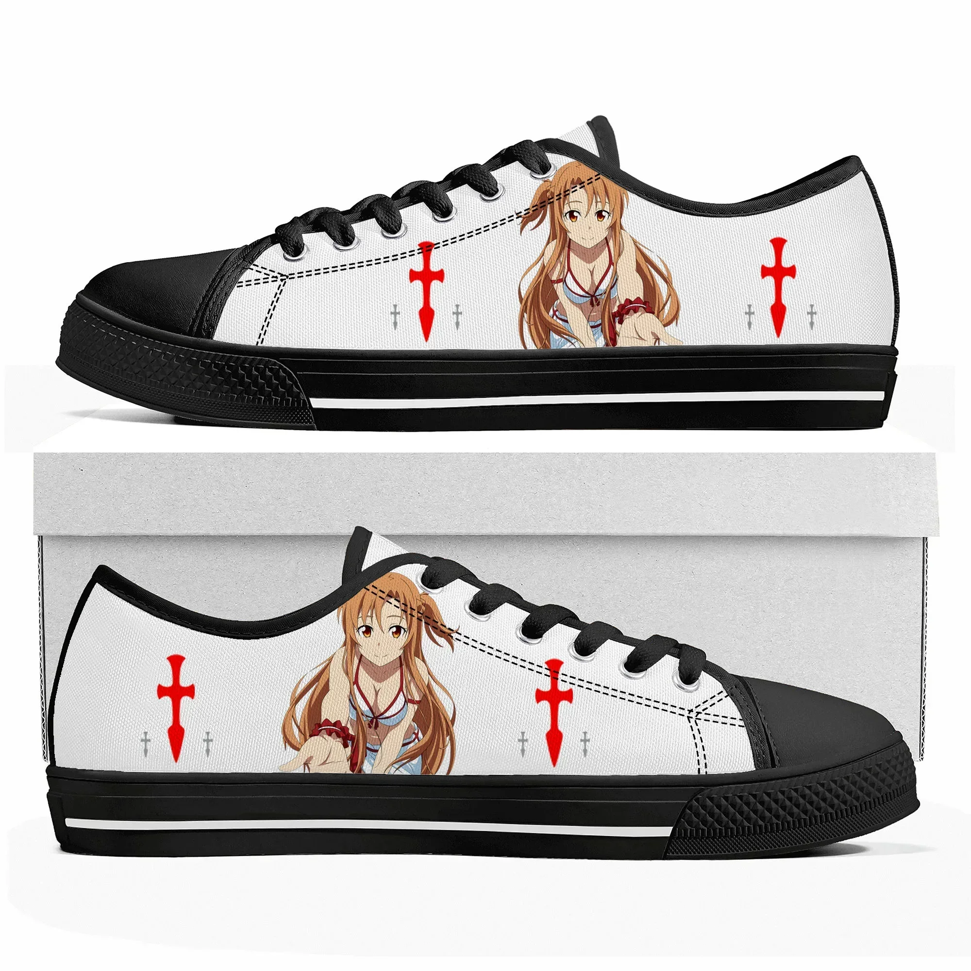 

Кроссовки с изображением Асуны из аниме Sword Art Online, низкие, унисекс, для подростков, высококачественные, из канваса, парные, с возможностью индивидуального дизайна