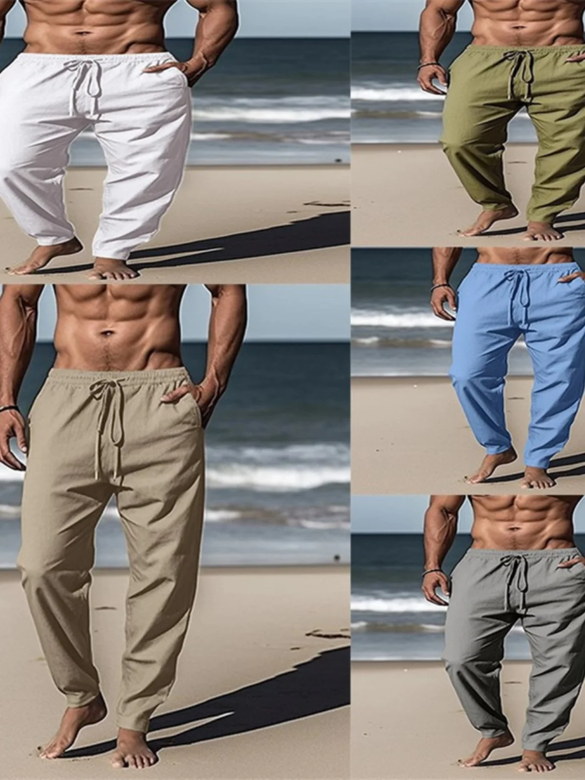 

Мужские цветные повседневные брюки с завязками, универсальные, свободного кроя, длинные брюки, молодежные, весенне-летние, из тонкого материала