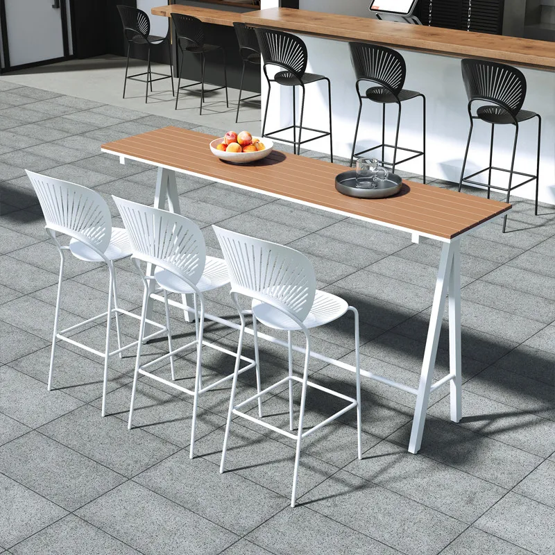 

Stylish Outdoor Narrow Cafe Table: Waterproof Slim Bar Table Against The Wall-Mounted for Commercial Use Bar Furniture JT40
