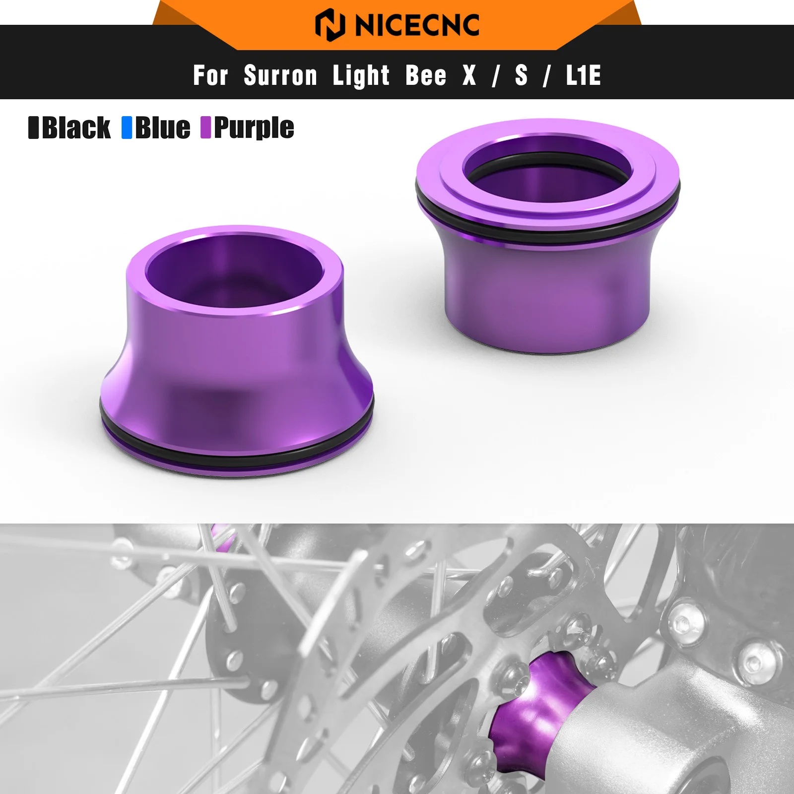 

NICECNC For Surron light bee X S L1E Electric Dirt Bike Aluminum Front Wheel Spacers Hub Collars O-ring For Segway X160 X260
