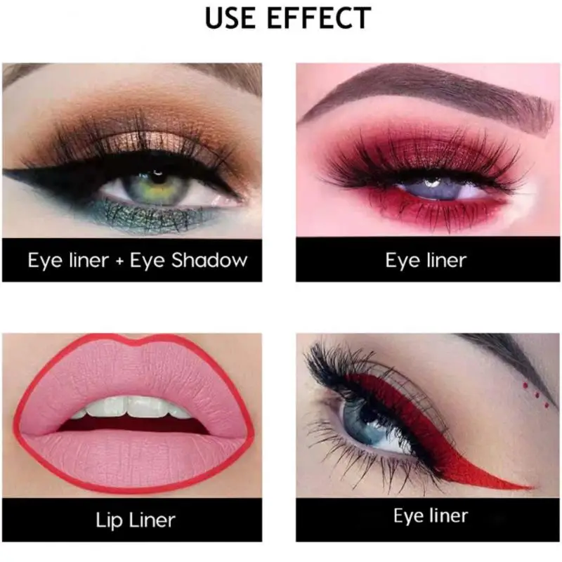 2 in 1 Eyeliner Lip Liner Gel Pen Matte Waterproof Long-lasting Blue Black Brown Easy Wear Eyeliner Lip Liner Gel Pencil Makeup