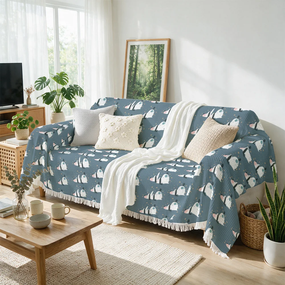 Cozy Coastal Throw Blanket for Sofa Couch Decor Nautical Pattern Knit Throw Wrap Summer Living Room Accent Throw Perfect Gift Se
