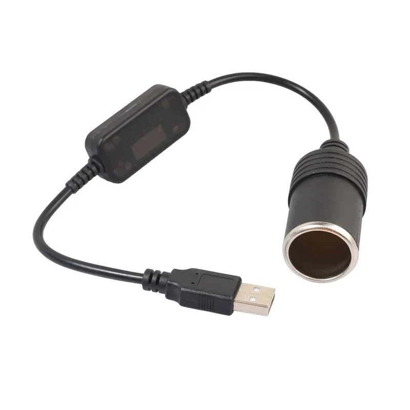 Enchufe de encendedor de cigarrillos de coche, Adaptador convertidor USB de 5V a 12V, controlador con cable, adaptador de conector de enchufe, accesorios interiores de coche