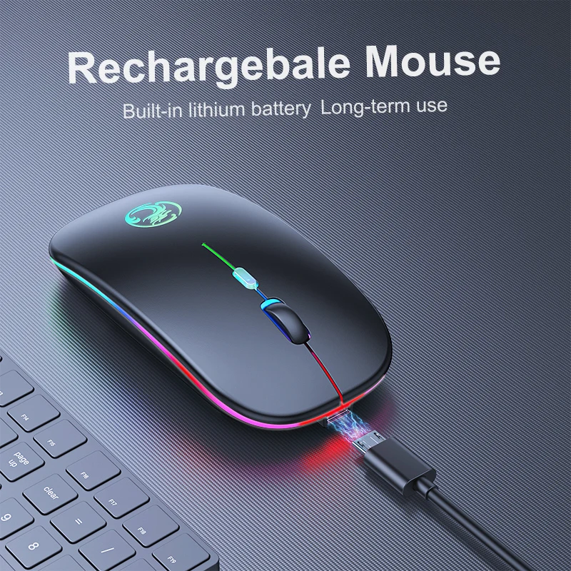 Bezprzewodowa mysz Bluetooth RGB ładowalna mysz bezprzewodowy komputer cichy Mause podświetlany diodami LED ergonomiczna mysz do gier na laptopa