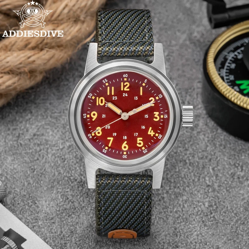 Relojes ADDIESDIVE para hombre, camiseta nueva de marca, reloj de pulsera mecánico automático de 36mm AD2076, reloj Vintage resistente al agua de 200m para hombre