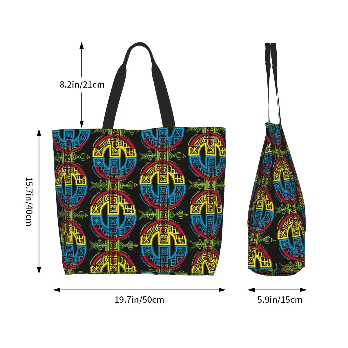 Kabyle Jewelry Amazigh Morocco Shopping Tote Bag Canvas Large Capacity Shoulder Bags Shopper Grocery Handbag for Women