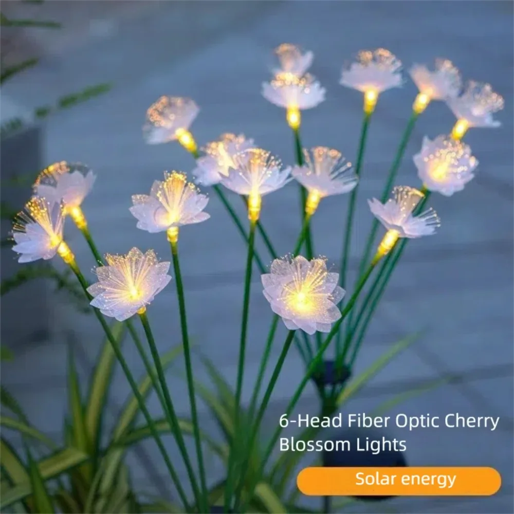 

Decoration Waterproof Solar Fiber Optic Flower 6 Heads Fiber Optic Solar Garden Lights Simulation Flower Solar Lights Garden