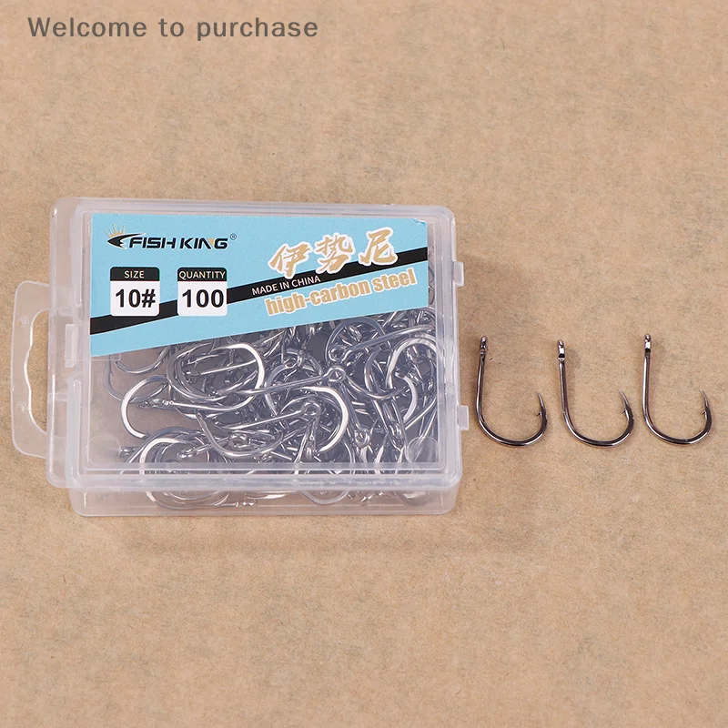 Fishing Hooks Carbon Steel Strong Sharp Silver Circle Fishhook 1#-10# Jig Barbed Pesca Portable Lure Bait Tackle 100Pcs/Box