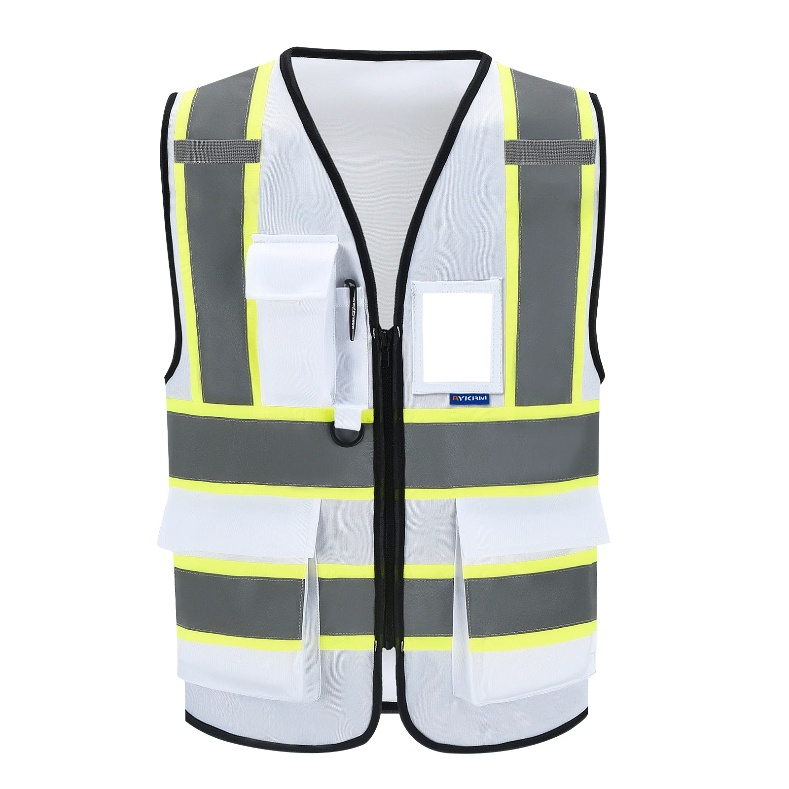 AYKRM High Visibility Safety Vest with Pockets Reflective Strips and Zipper,Yellow Orange(XS-6XL)