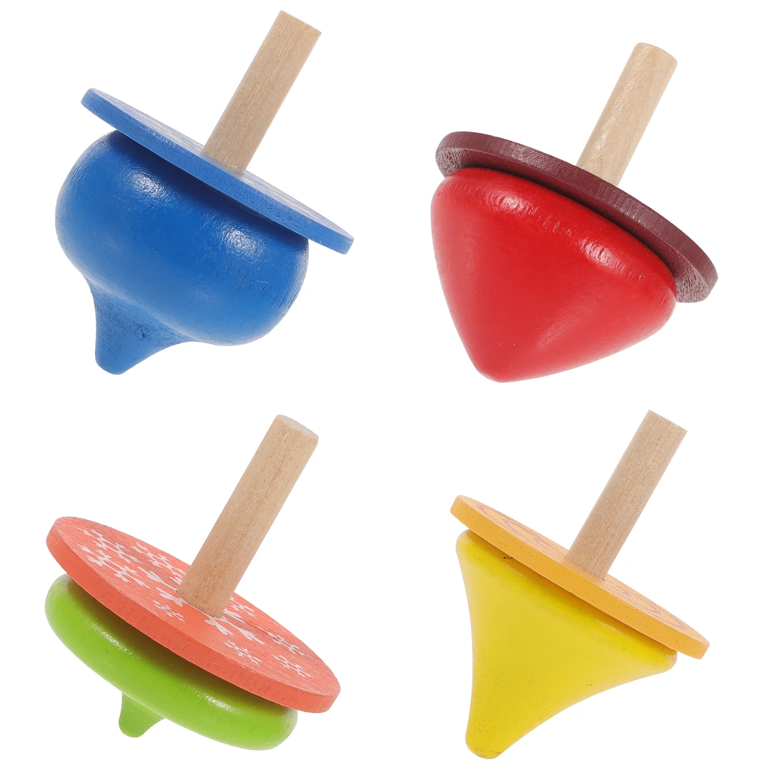 4pcs Kids Toddlers Educational Toys Wood Handmade Colour Gyro for Boys Girls wooden spinning kids top