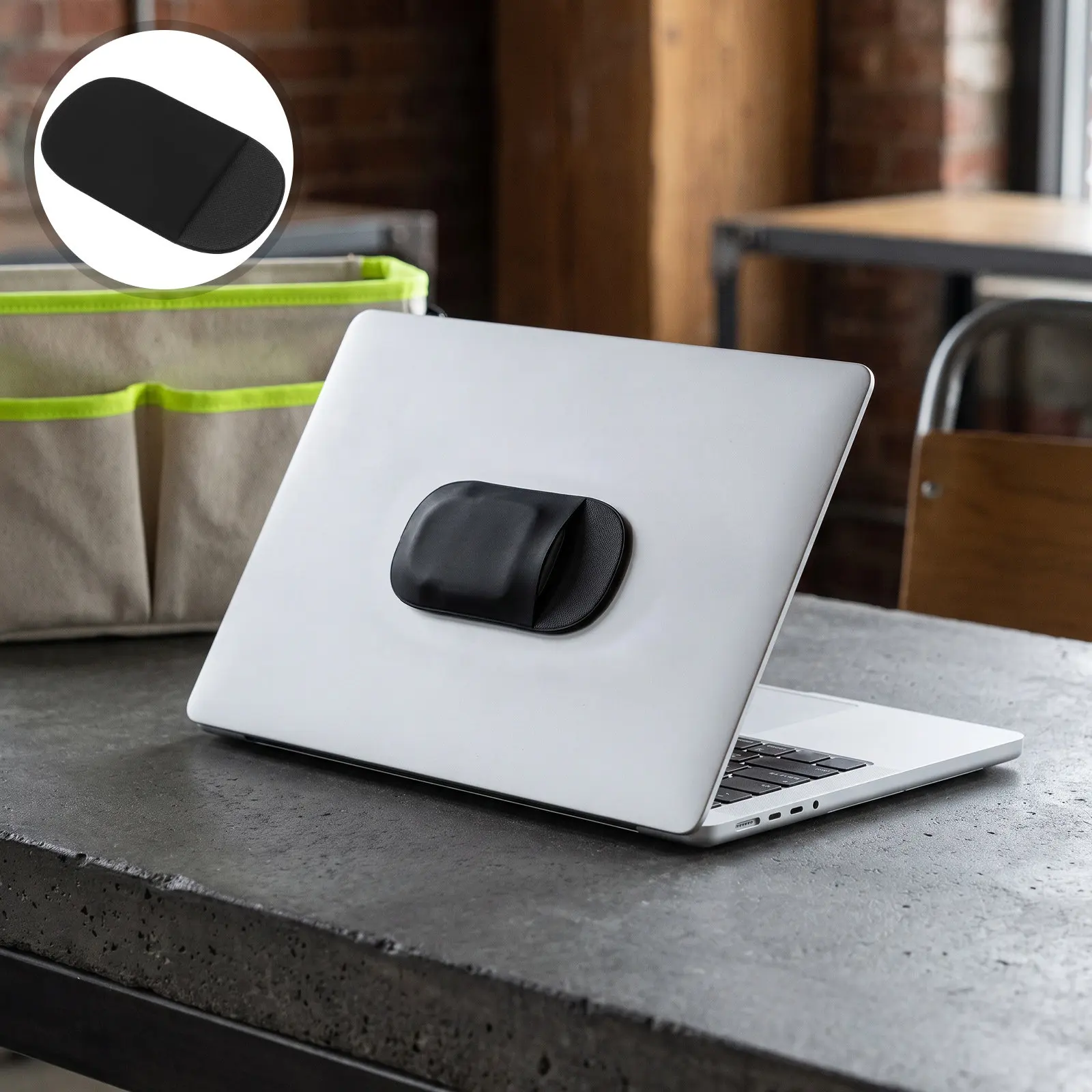 Adhesive Laptop Mouse Carrying Case Black PU Protector Portable Compact Mouse Storage Bag Laptop Essentials Organizer