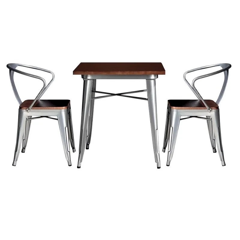 

Industrial Style Solid Wood Dining Tables And Chairs, Modern Minimalist Restaurant Cafes Music Bars Wrought Iron High Tables