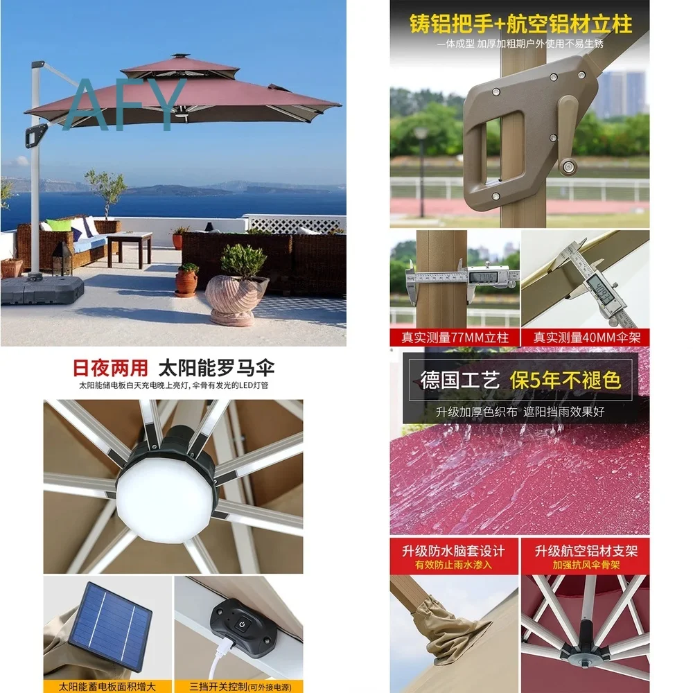 Large Outdoor Umbrella for Courtyard Terrace Garden Villa Patio Sun Shade Roman Style Waterproof UV Protection Heavy Duty