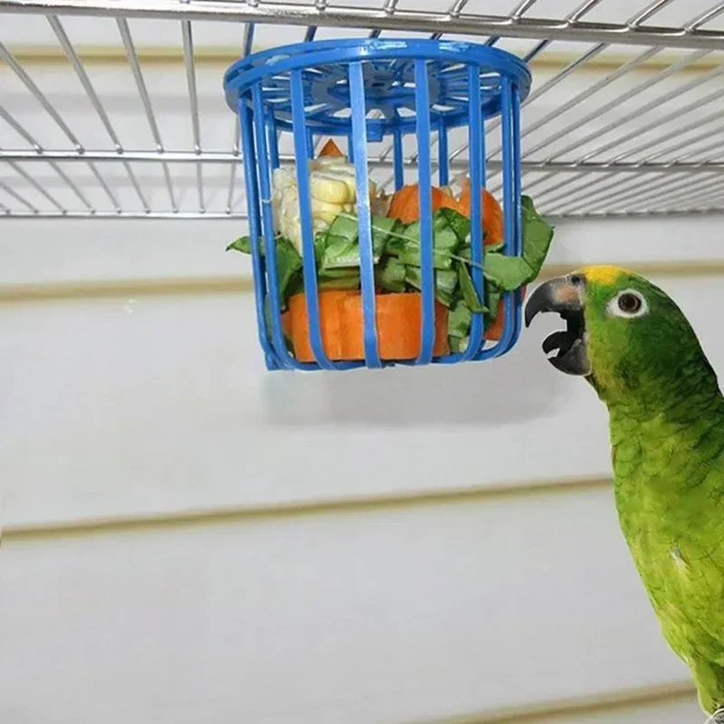 1pcs Bird Parrot Feeder Cage Fruit Vegetable Holder Cage Accessories Hanging Basket Container Toys Pet Budgie Cage Supplies