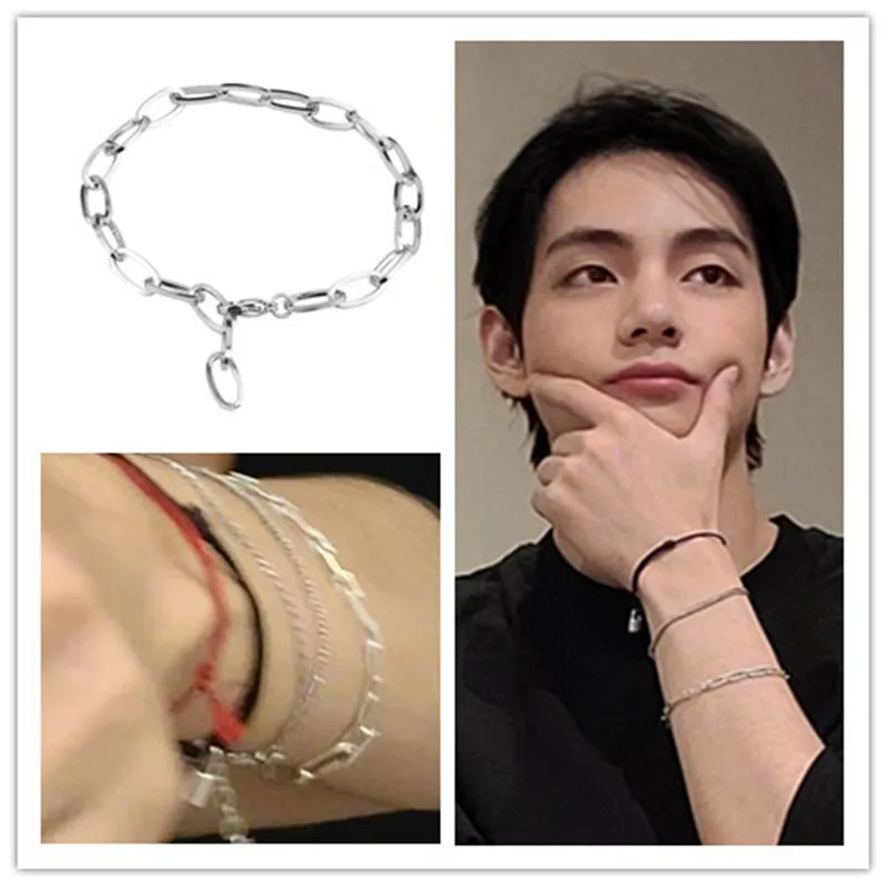 2022 Korean Wave Summer New JIMIN V JHOPE Same Bracelet Exaggerated Metal Oval Jewelry Simple Popular Accessories Gift