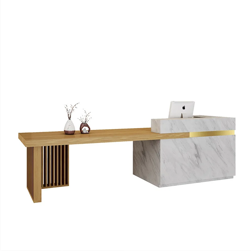New Chinese style imitation marble commercial tea house tea table front checkout page clothing store beauty company reception