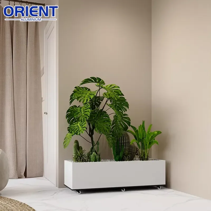 Decorative Indoor Flower Pots Rectangular Planter Box Waterproof Aluminum Flower Planters Outdoor Garden Aluminum Flower Pot