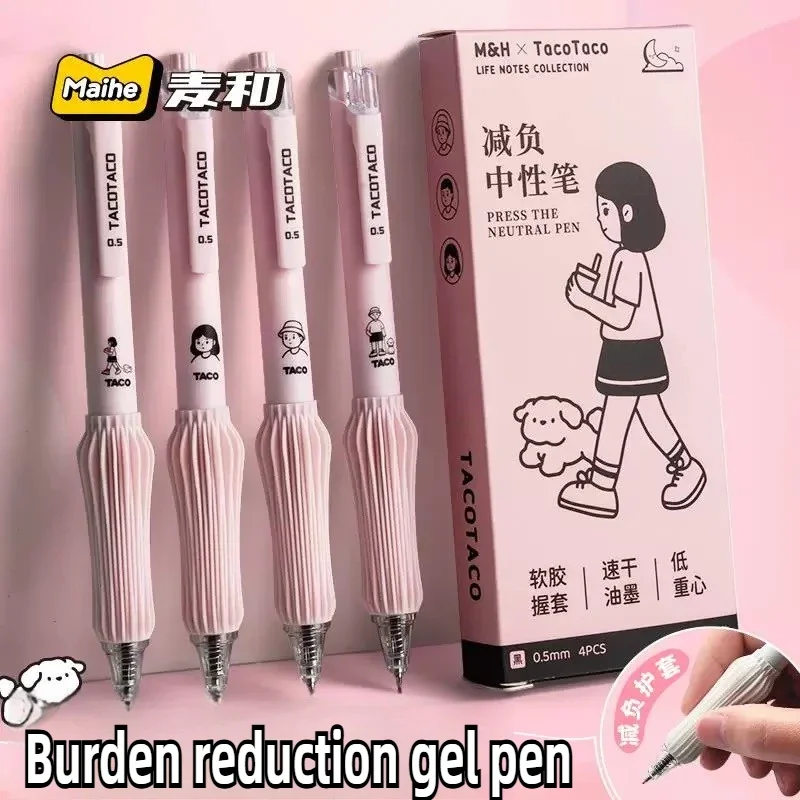 

12/4 PCS Soft Grip Stress Relief Click Gel Pen Large Capacity ST Tip 0.5mm Black Ink Gel Pen Stationery Office School Supplies