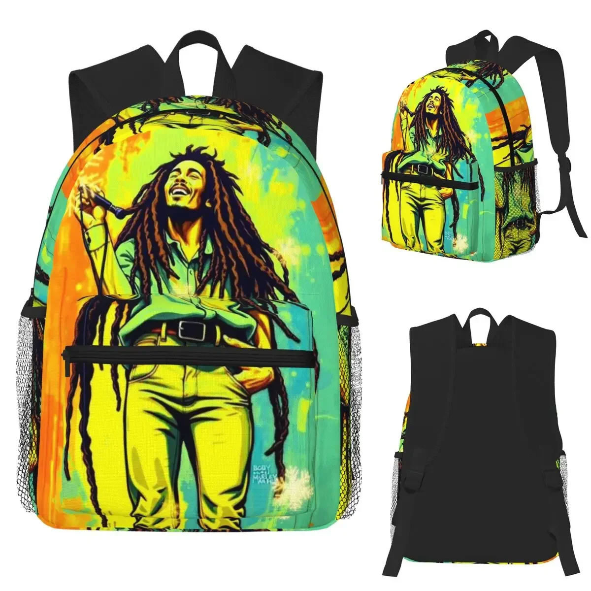 Funny Bob Marley Student Backpack School Bag Hiking Travel Daypack for Boys Girls Fashion Bookbag Shoulder Bags
