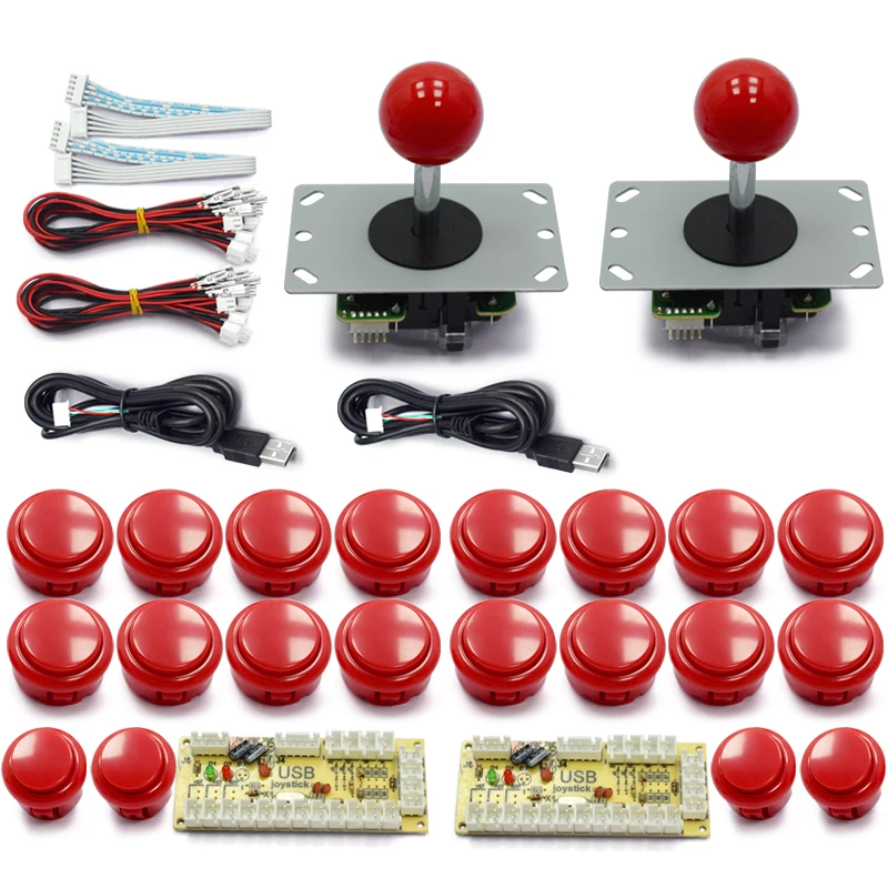 Arcade Joystick 2 Player Zero Delay Kit Copy SANWA 8 Way Joystick 30mm Push Buttons Arcade Usb EncoderTo Pc Raspberry Pi