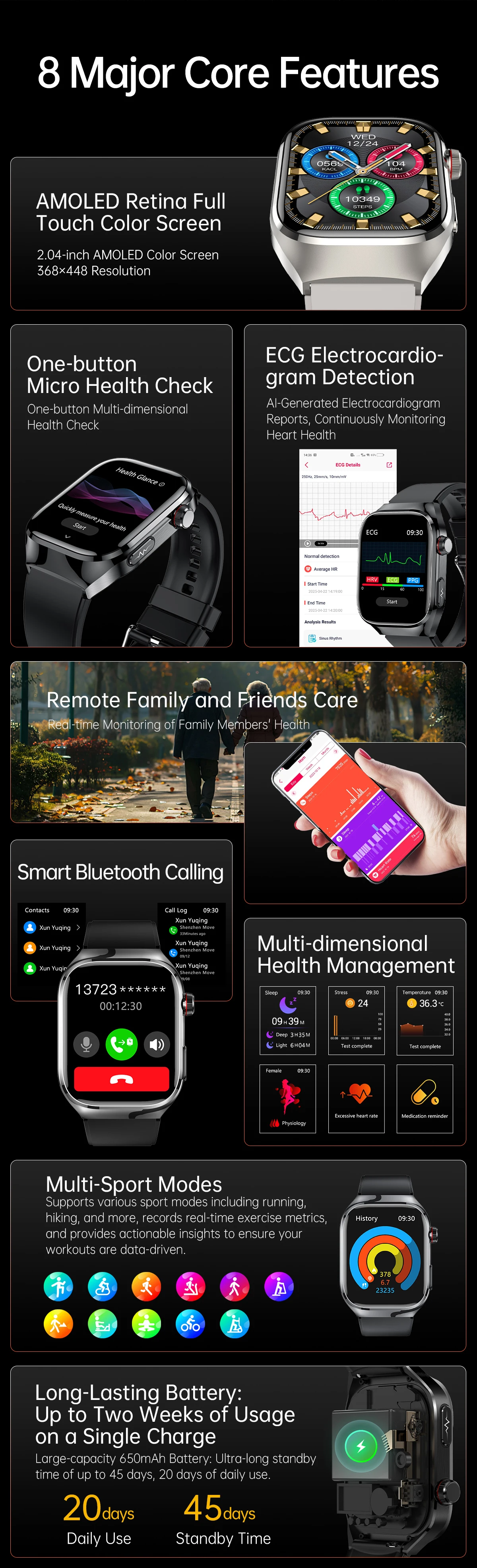 Marsyu Herren EKG+PPG Fünf-Organen-Gesundheitsdiagnose Smartwatch Harnsäure Blutfette Blutdruck Temperatur Herzfrequenz Smartwatches – Detail 2