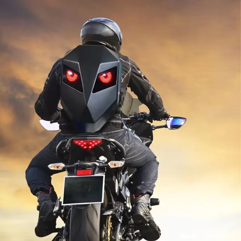 LED-Motorrad-Rucksack mit Großer Kapazität, 3D-Hartschale, Programmierbarem Digitaldisplay, Outdoor-Fahrrad-Helmtasche