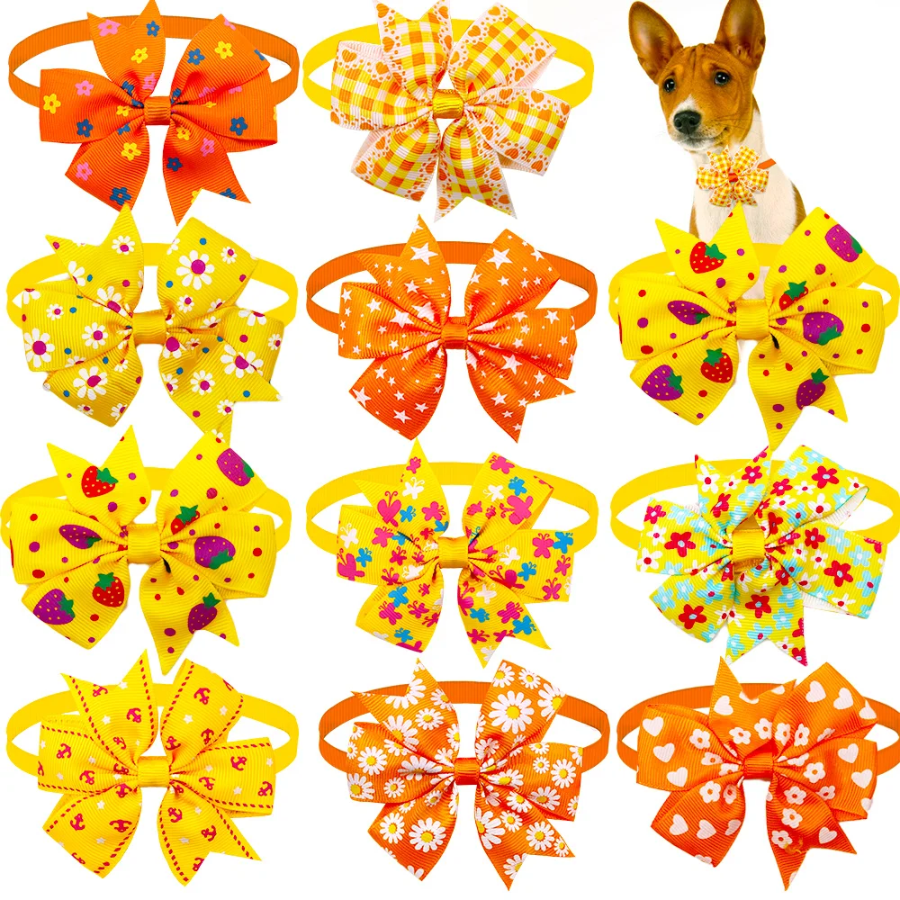 30PCS Adjustable Dog Bowties Autumn Thanksgiving Pet Collars For Dogs Pet Grooming Accessories Dog Bow Tie Neckties Pet Supplies