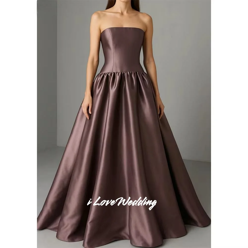 Dames strapless a-lijn meerlaagse mouwloze galajurk فسات Gonzع Vloerlengte vestidos de noche geplooid op maat