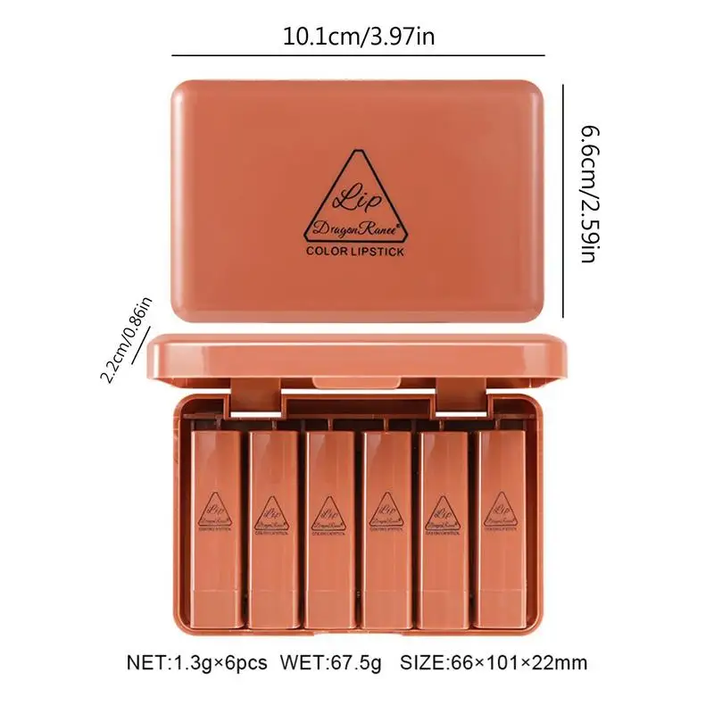 Matte Velvet Liquid Lipstick Set, impermeável, duradouro, Non-Stick Cup, não se desvanecer, cor nua, 6 cores