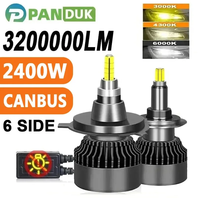 

PANDUK Автомобильная лампа для фар 3200000LM 2400W 360 LED H4 H1 Canbus H7 HB4 9012 HIR2 H11 9006 9005 Противотуманные фары 3000K 4300K 6000K 12V