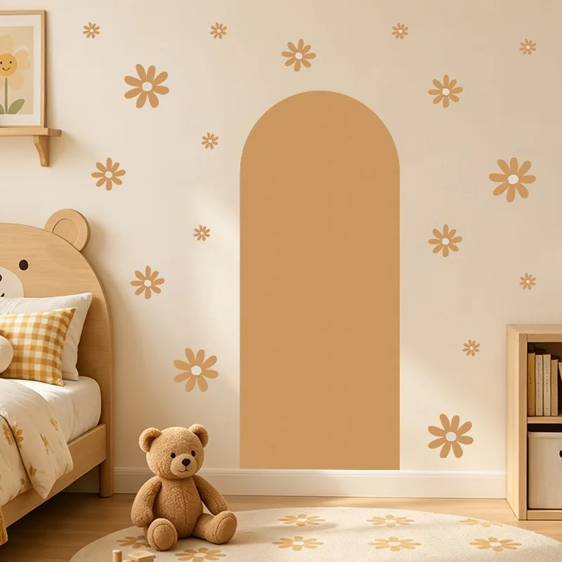 Arch-Shaped Wall DecalsSelf-Adhesive Daisy Stickers Waterproof Oil-Resistant Suitable for Decorating Bedroom Living Room Walls