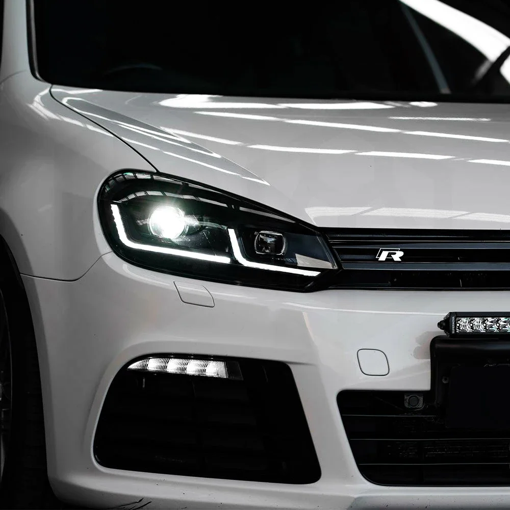 Przednie reflektory samochodowe do VW Golf 6 MK6 2010-2012 Upgrade Golf 7.5 LED Automatyczny projektor reflektorów Podwójna soczewka Gorące akcesoria