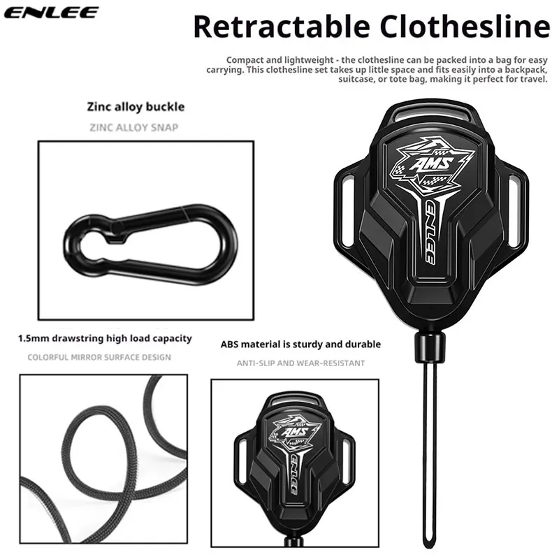 

ENLEE Bicycle Tow Rope Outdoor Retractable Clothesline Portable Camping Clothes Drying Rope Multi-Functional Rope