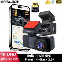 Aprilboy Dash Cam  3.2 Inch Mni 4K Car Dvr Video Built-in GPS WIFI 2.5K Rear Camera Night Vision Black Box 24h Parking