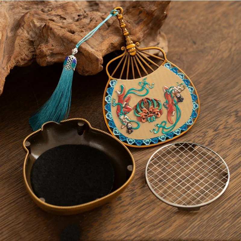 

Retro Mini Enamel Incense Burner Chinese Style Enamel Color Mini Censer Holder Shape Handmade Antique Sandalwood Burner