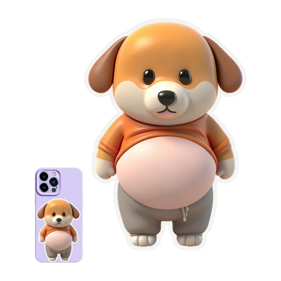 3D Shiba Inu Stickers – Cute Orange Apparel Shiba Inu Stickers, 3D Cute Chubby Shiba Inu (Design), Silicone Self-Adhesive