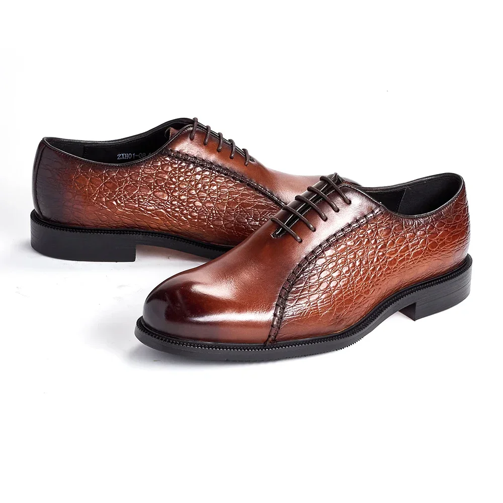 Men's Genuine Leather Dress Shoes Comfortable Python Pattern Formal Handmade Suitable for Dinner Parties And Weddings