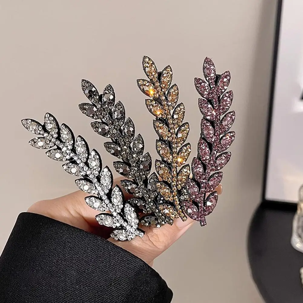 Rhinestone Wheat Shape Hair Clips Sparkling Hair Clip Trendy Hairpin Shining Rhinestone Barettes Wedding Headwear Accessories