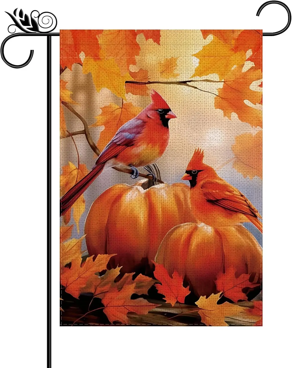 Fall Garden Flag Cardinal Pumpkins Double Sided Vertical Red Birds Flag Autumn Yard Lawn Outdoor Decor 12.5 x 18 Inch KKW AA yyi