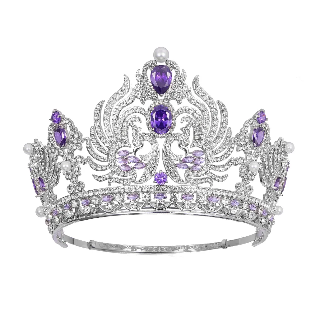 coroa de cristal roxo barroco para mulheres tiara de luxo cocar de noiva joias de cabelo strass diademas acessorios de festa 01