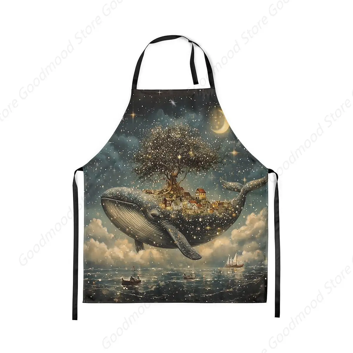 

Whale Sea Apron for Starry Galaxy Cloud Apron Dreamy House Town Apron for Cooking Baking Crafting Art Gardening Adjustable