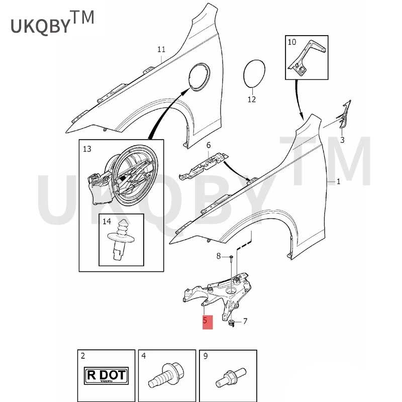 Applicable to Vo lv o S9 0  Leaf plate bracket Baffle bracket Leaf plate bracket Baffle bracket