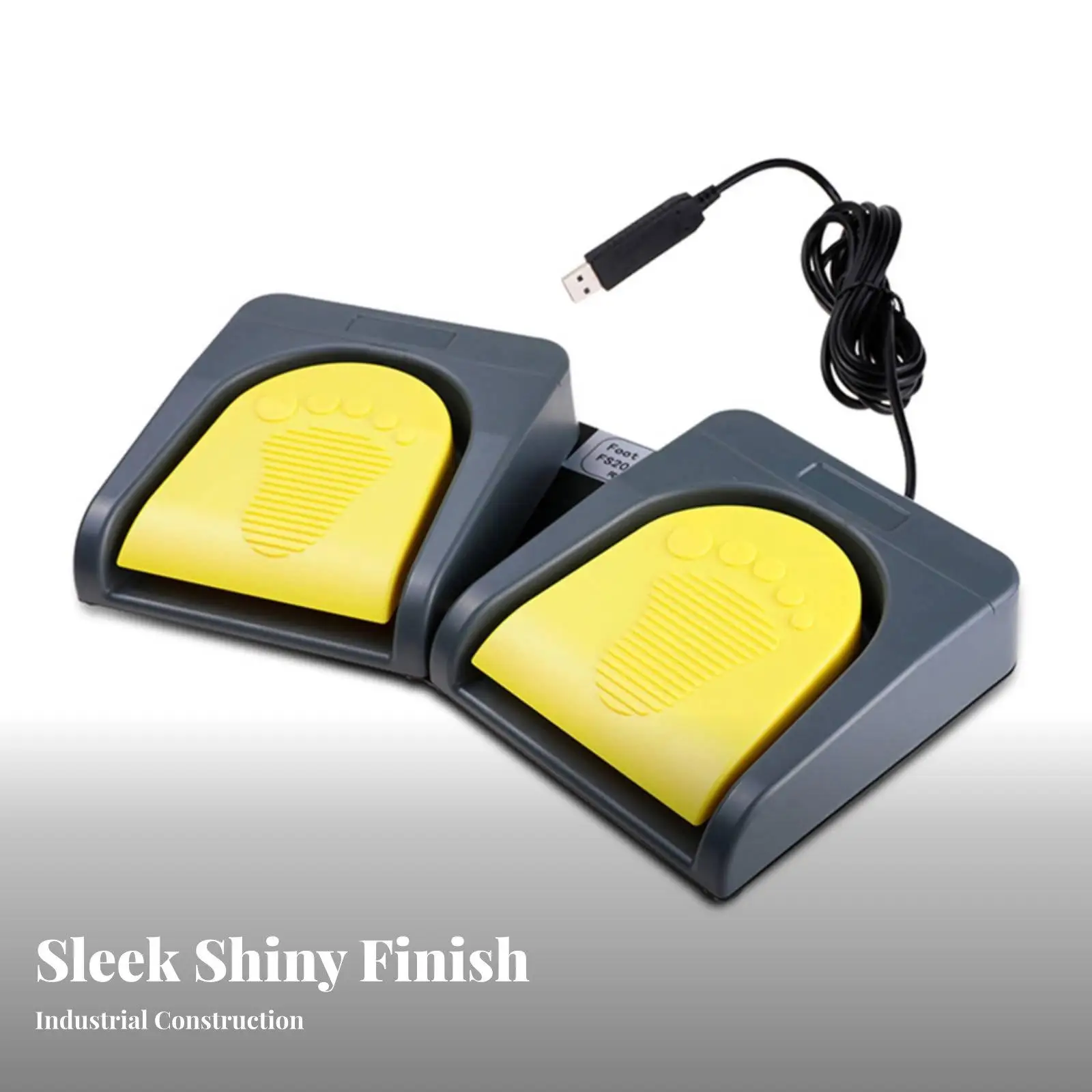 Double Foot Switch USB Wired Pedal Customizable Key Mapper Ergonomic Metal Shell for Office Work and Gaming Setup