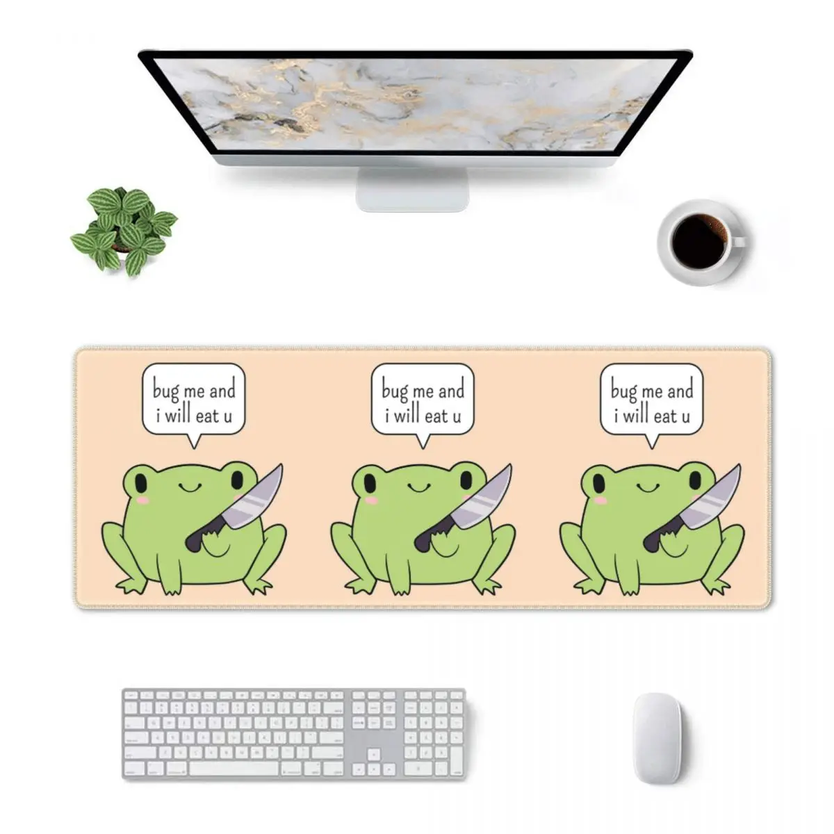 Large Mouse Pad Cute Frog With A Knife Gamer PC Laptop Mats Keyboard Carpet Computer Gaming Office Accessories Desk Mat