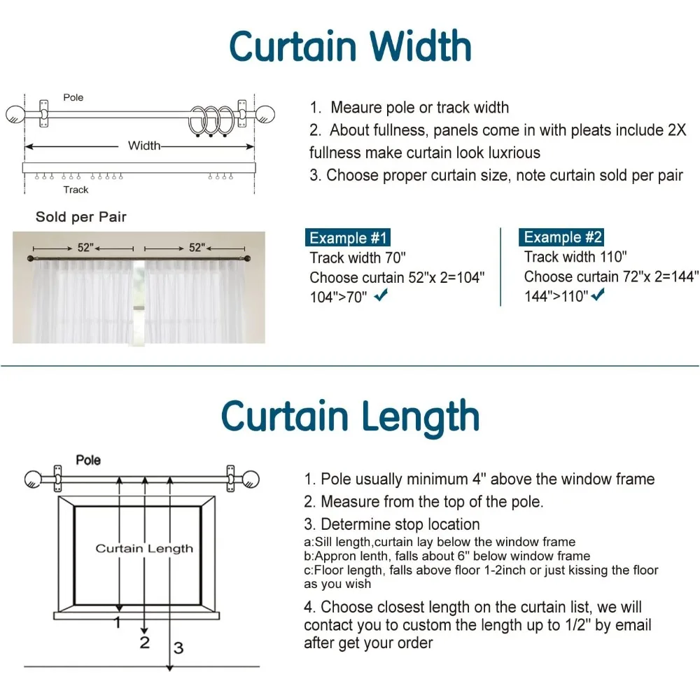 ستائر شفافة أنيقة من مزيج الصوف القطني الأبيض الناعم، عرض 42 بوصة × طول 102 بوصة، طقم مكون من قطعتين لديكور المنزل